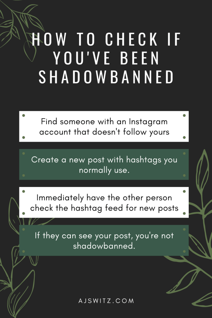 Infographic on how to test if you've been shadowbanned on Instagram