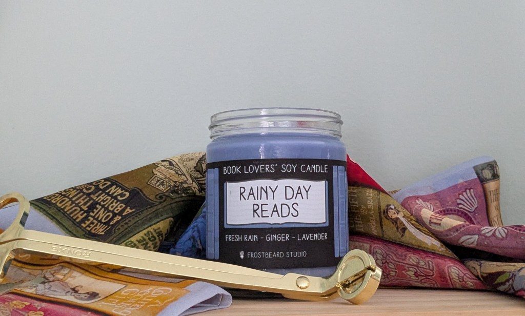 "Rainy Day Reads" candle scent by Frostbeard Studio combines the smell of fresh rain with lavender and ginger.